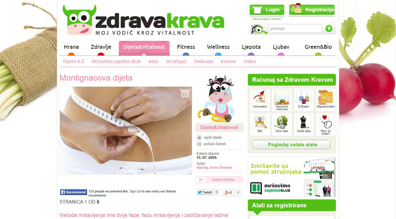 Montignacova dijeta na Zdrava Krava, by Irena Švenda, Adhara Nutricionizam